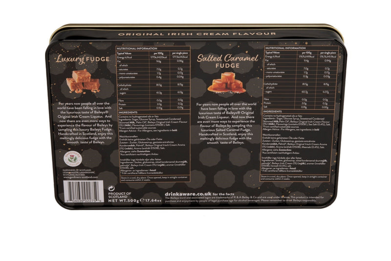 Baileys Fudge Caramels Tin, Luxury Fudge/ Salted Caramel Fudge, 17oz  (Case of 6)