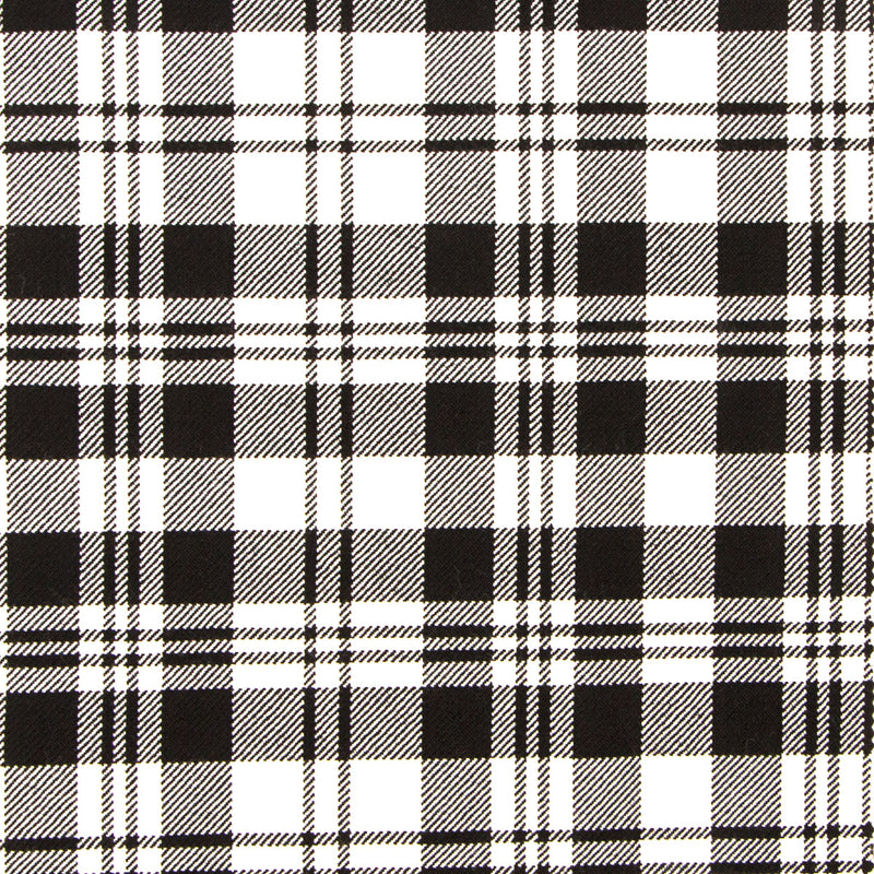 16oz Heavyweight Tartan Fabric   Scott Black & White ancient - Single Width