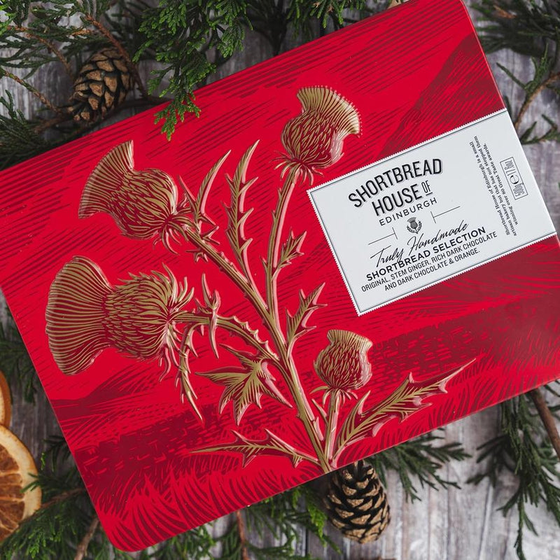 Selection Shortbread Finger Tin - Traditional, Dark Chocolate, Chocolate Orange & Stem Ginger (Case of 8)