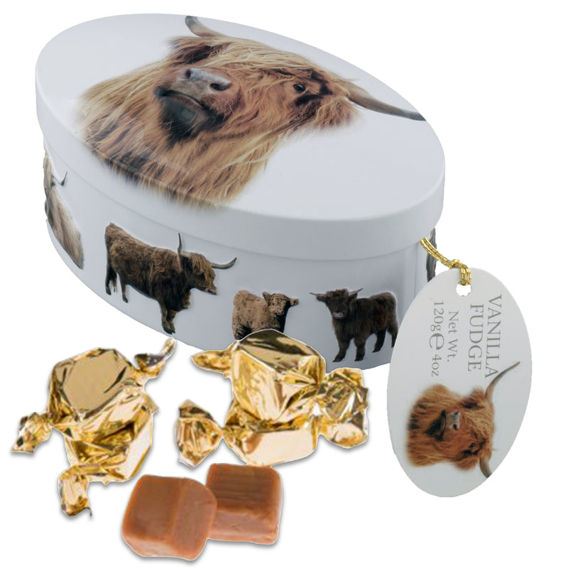 Highland Cow Vanilla Fudge Tin (Case of 18)