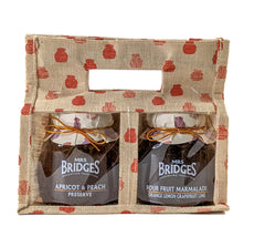 Breakfast Twin Jute Bag, Apricot & Peach Preserve + Four Fruit Marmalade (Case of 6)