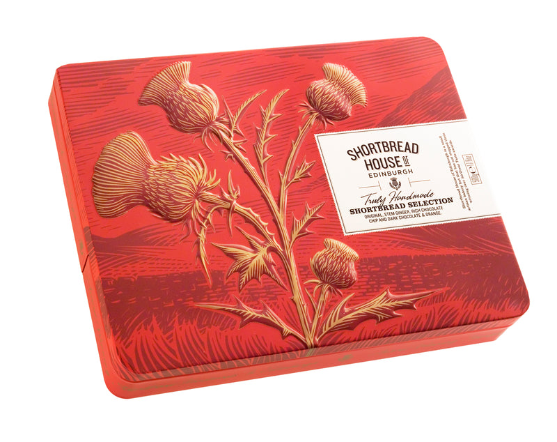 Selection Shortbread Finger Tin - Traditional, Dark Chocolate, Chocolate Orange & Stem Ginger (Case of 8)
